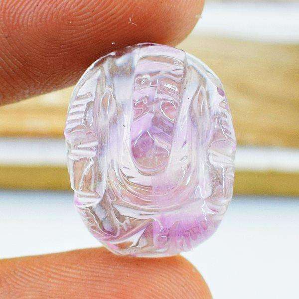 gemsmore:Engraved Amethyst Hand Carved Ganesha Gemstone