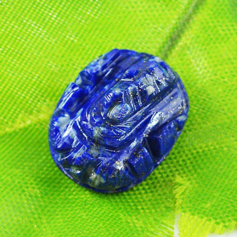 gemsmore:Engraved Blue Lapis Lazuli Hand Carved Ganesha Gemstone