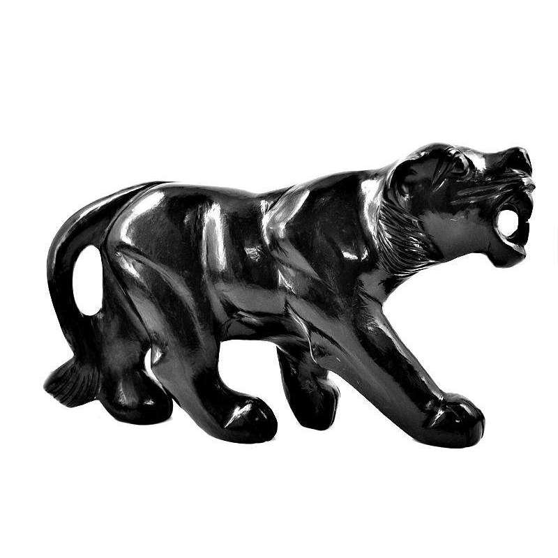 gemsmore:Exclsuive Black Spinel Hand Carved Roaring Black Panther