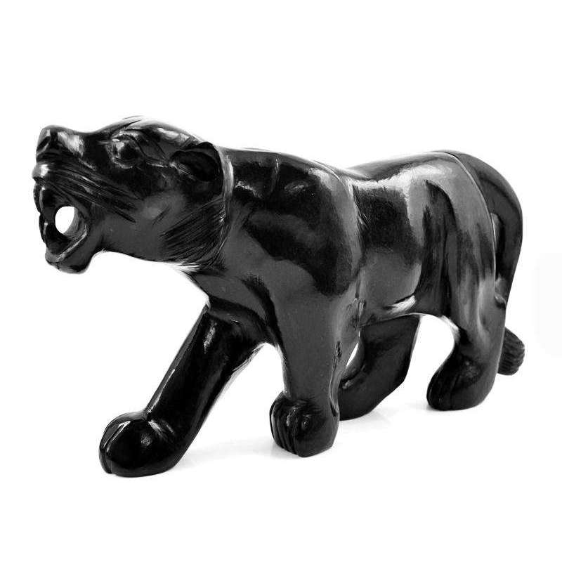 gemsmore:Exclsuive Black Spinel Hand Carved Roaring Black Panther