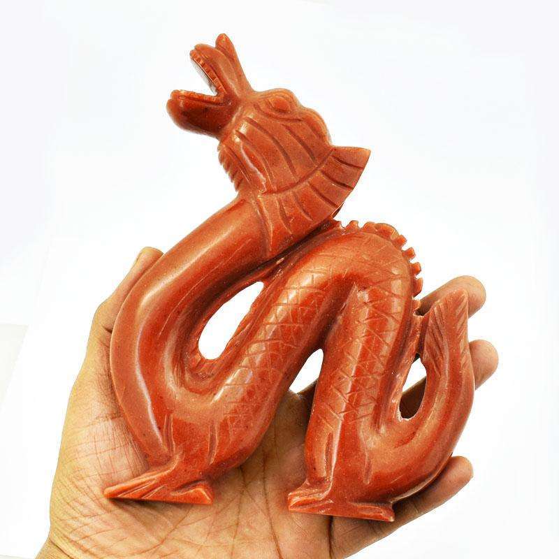 gemsmore:Excluisve Red Jasper Craftsmen Carved Dragon