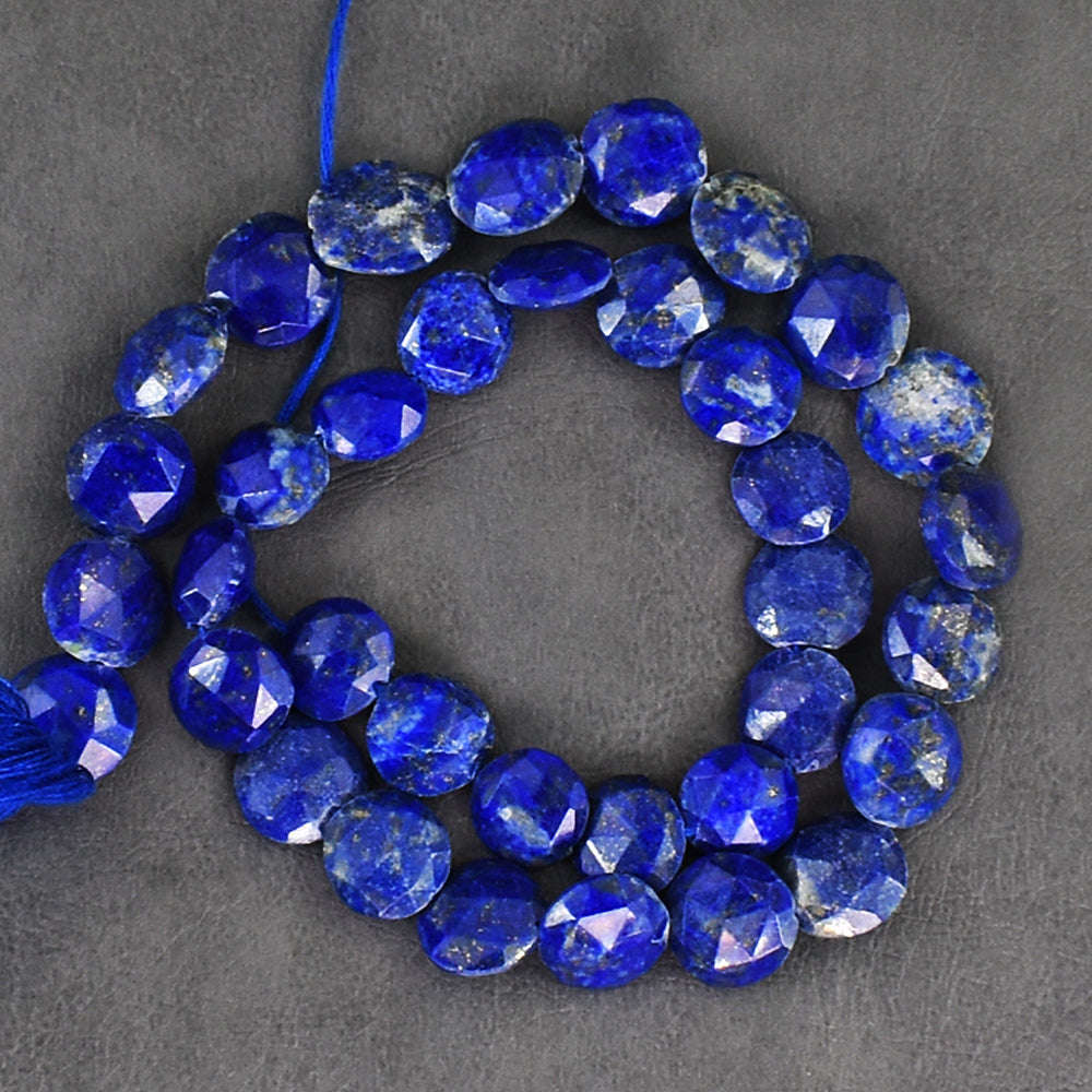 gemsmore:Exclusive 107 Cts 14 Inches Genuine Lapis Lazuli Faceted Beads Strand