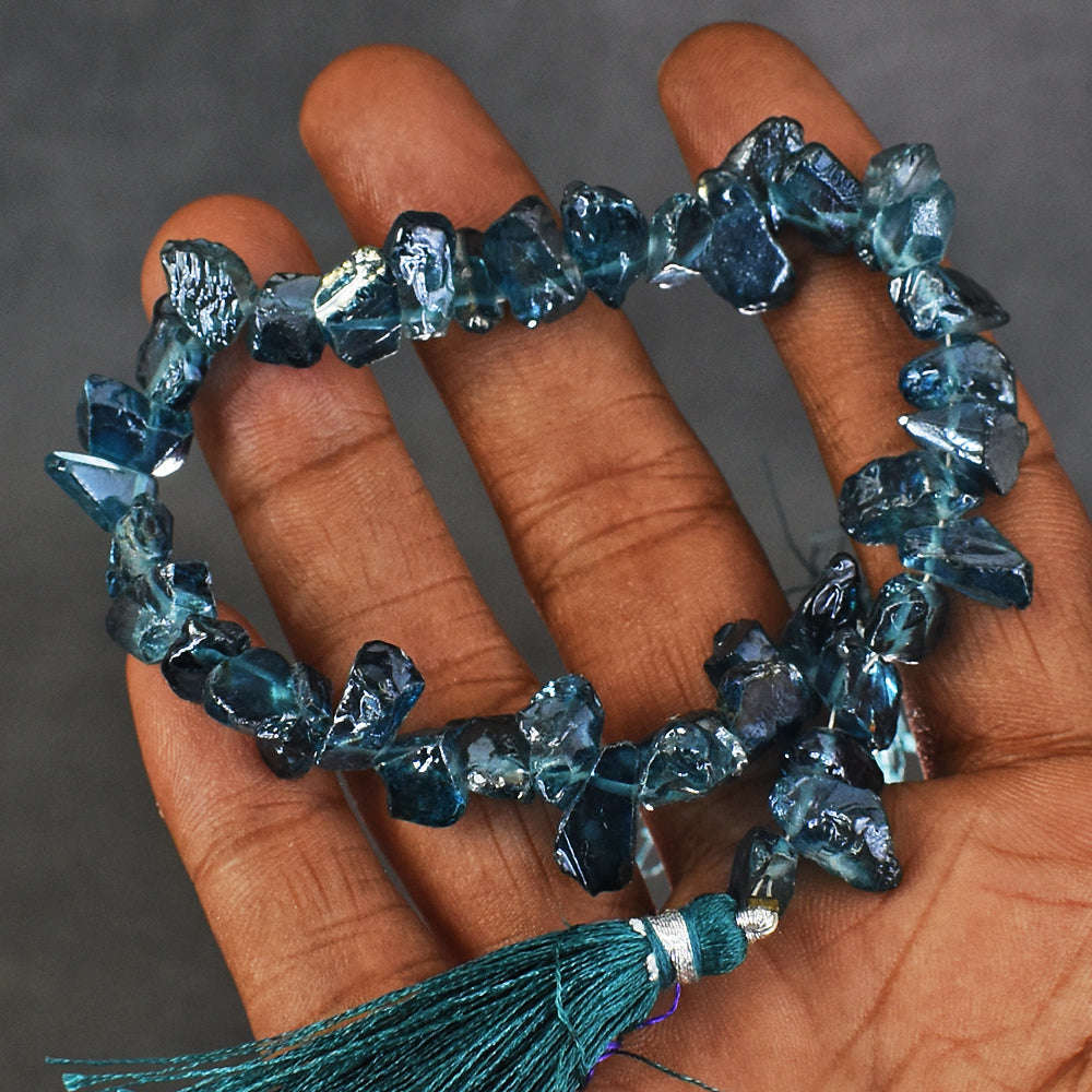 gemsmore:Exclusive 117 Cts  Genuine Blue Topaz Beads Strand Of 08 Inches