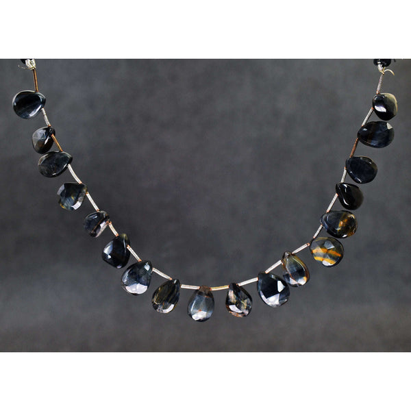 gemsmore:Exclusive 124 Cts Genuine 08 Inches Blue Power Tiger Eye Faceted Beads Strand