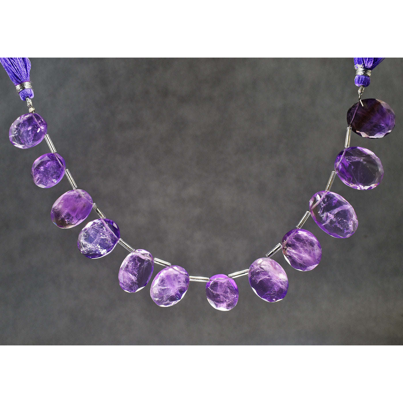 gemsmore:Exclusive 175 Cts Genuine Amethyst Faceted Beads Strand Of 09 Inches