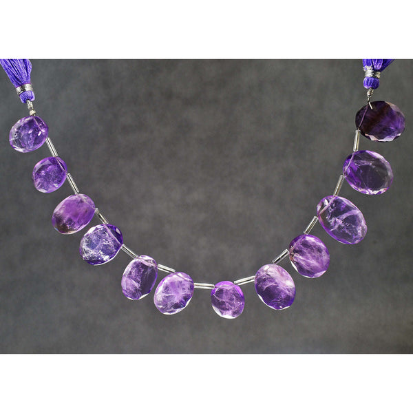 gemsmore:Exclusive 175 Cts Genuine Amethyst Faceted Beads Strand Of 09 Inches