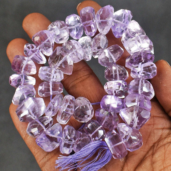 gemsmore:Exclusive 491 Cts Genuine Amethyst Beads Strand Of 12 Inches