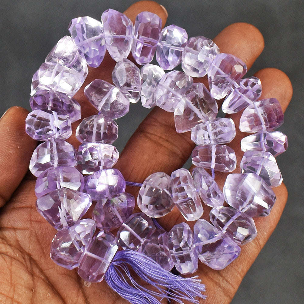 gemsmore:Exclusive 491 Cts Genuine Amethyst Beads Strand Of 12 Inches