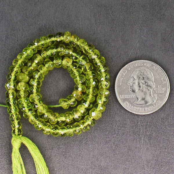 gemsmore:Exclusive 71 Cts 12 Inches Genuine Peridot Faceted Beads Strand
