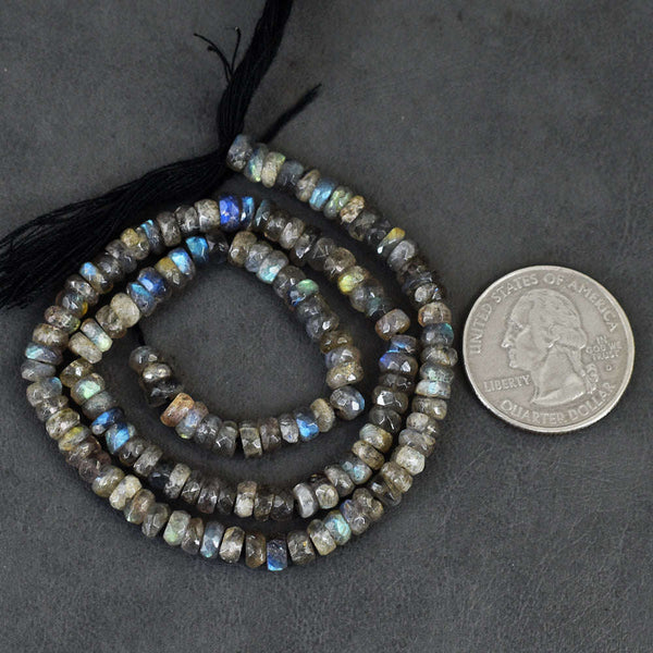 gemsmore:Exclusive 72 Carats 14 Inches Genuine Amazing Flash Labradorite Faceted Beads Strand