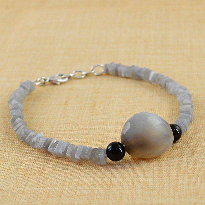 gemsmore:Exclusive Agate Bracelet - Natural Untreated Beads