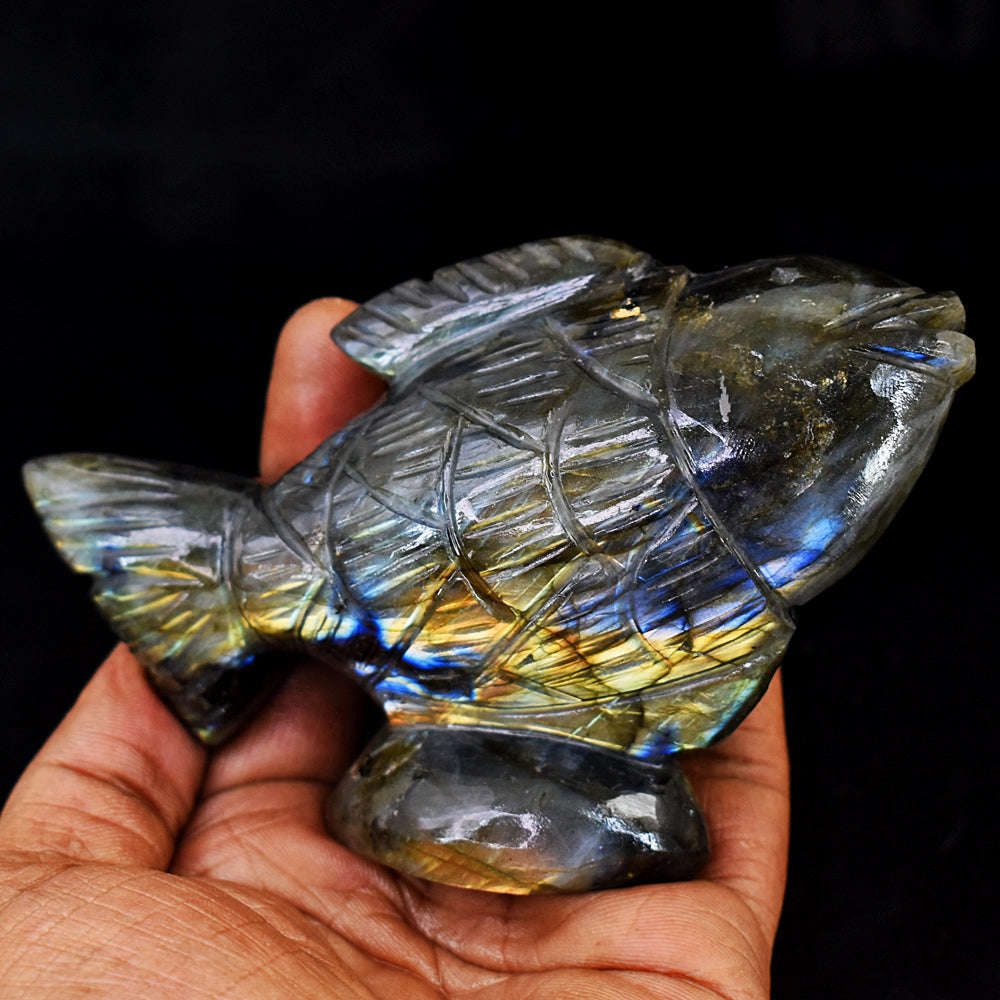 gemsmore:Exclusive Amazing Flash Hand Carved Genuine Crystal Gemstone Carving Fish