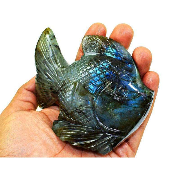 gemsmore:Exclusive Amazing Flash Labradorite Carved Fish