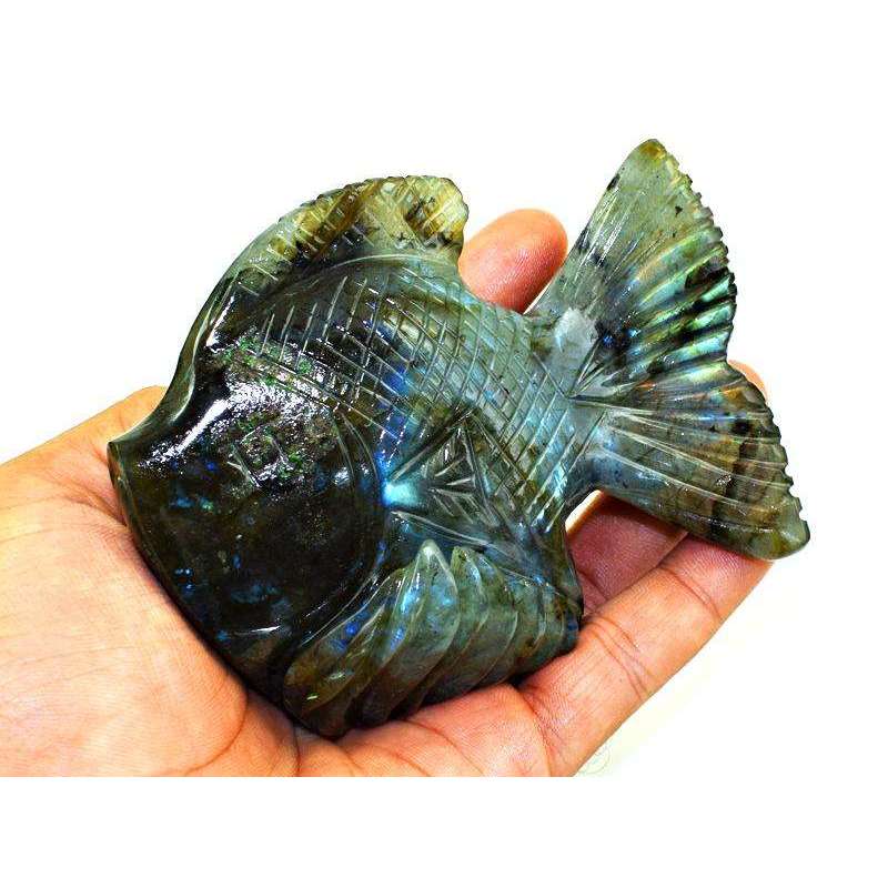 gemsmore:Exclusive Amazing Flash Labradorite Carved Fish