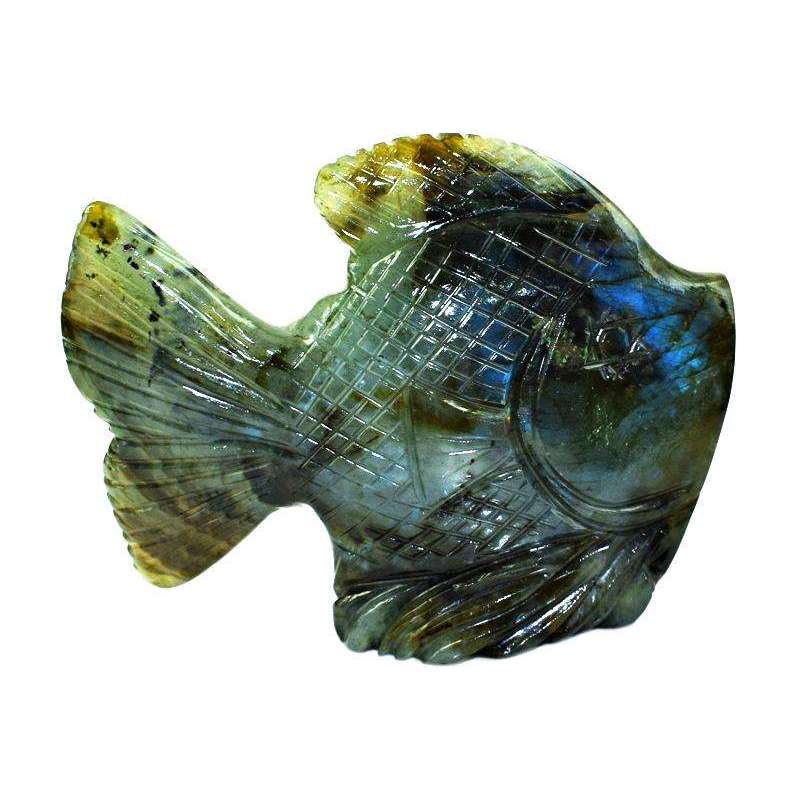 gemsmore:Exclusive Amazing Flash Labradorite Carved Fish