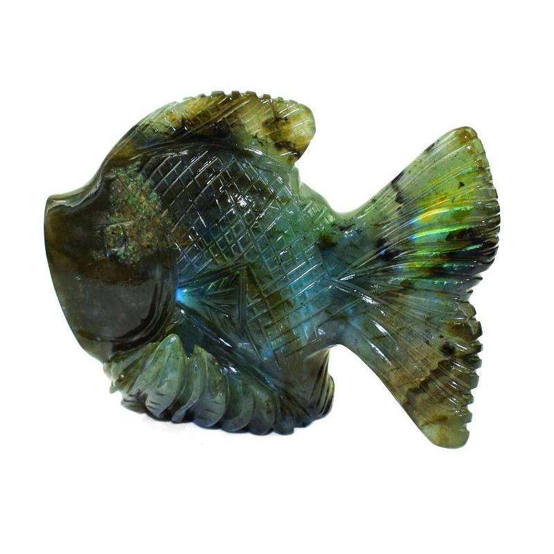 gemsmore:Exclusive Amazing Flash Labradorite Carved Fish