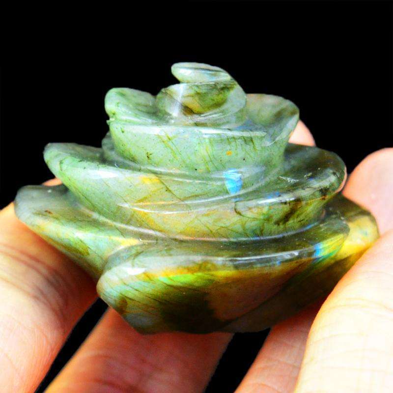 gemsmore:Exclusive Amazing Flash Labradorite Carved Gemstone Rose