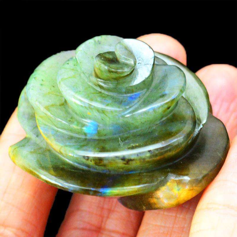 gemsmore:Exclusive Amazing Flash Labradorite Carved Gemstone Rose