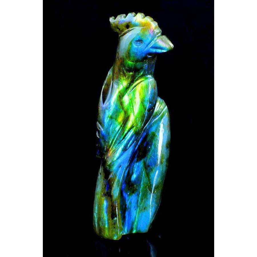 gemsmore:Exclusive Amazing Flash Labradorite Hand Carved Bird