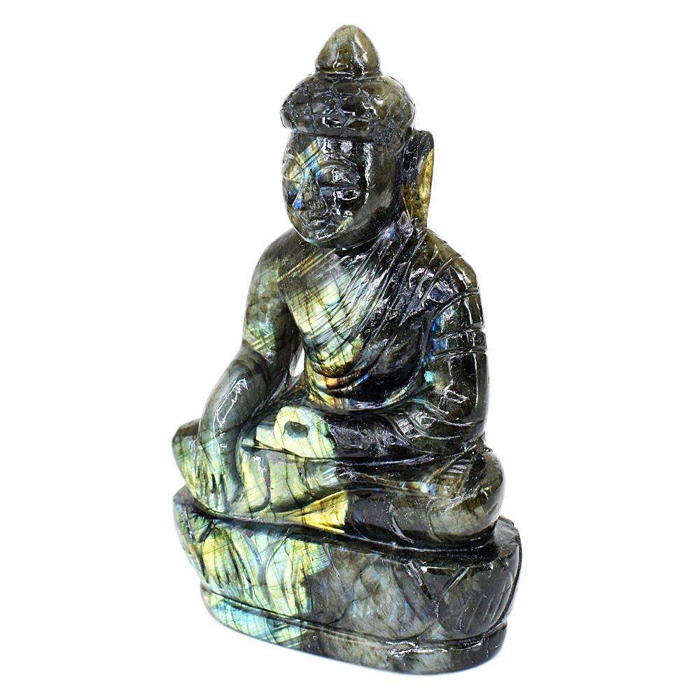 gemsmore:Exclusive Amazing Flash Labradorite Hand Carved Lord Buddha