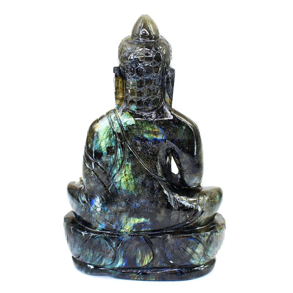 gemsmore:Exclusive Amazing Flash Labradorite Hand Carved Lord Buddha