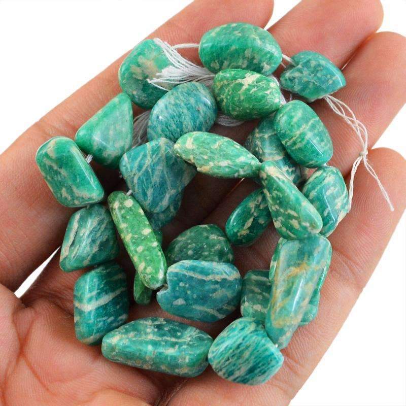 gemsmore:Exclusive Amazonite Beads Strand - Natural Drilled