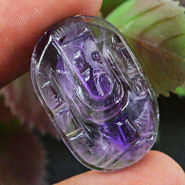 gemsmore:Exclusive Amethyst Carved Ganesha Engraved Gemstone