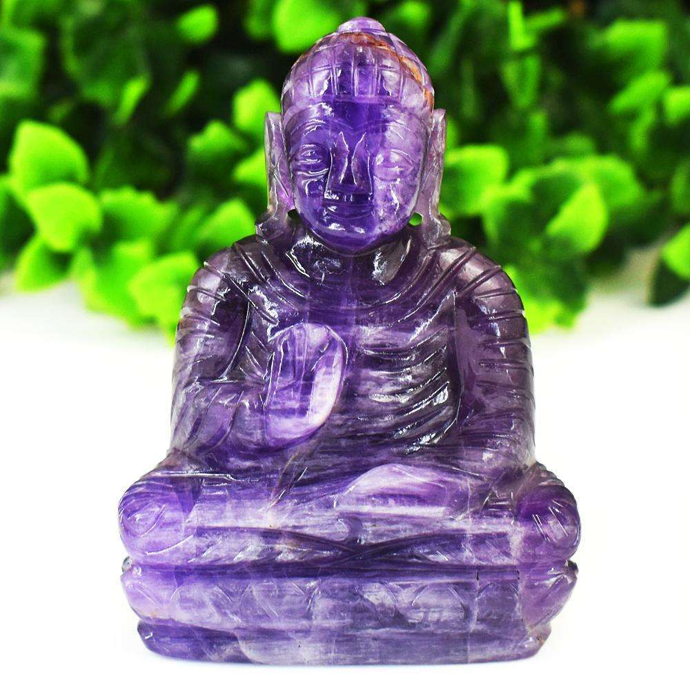 gemsmore:Exclusive Amethyst Hand Carved Buddha