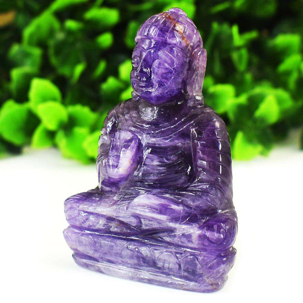 gemsmore:Exclusive Amethyst Hand Carved Buddha