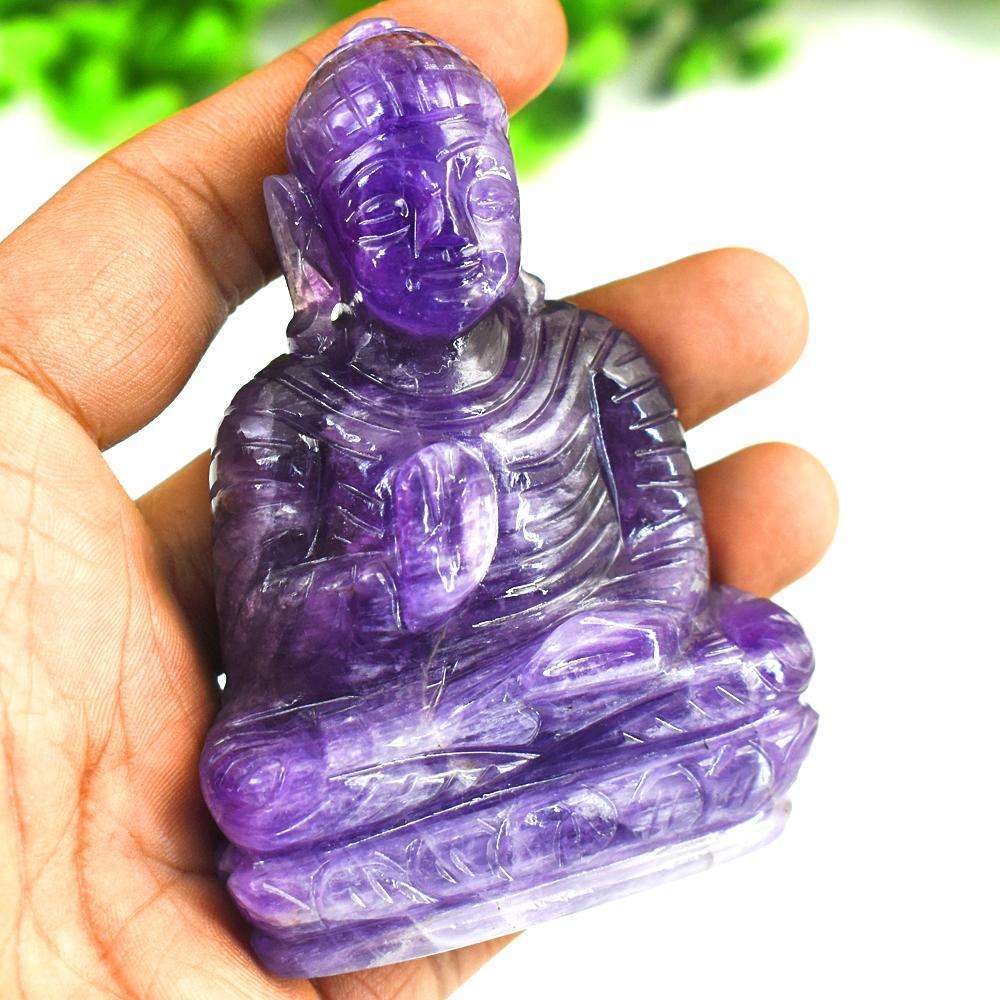 gemsmore:Exclusive Amethyst Hand Carved Buddha