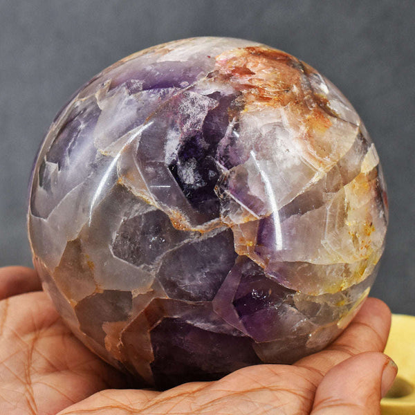 gemsmore:Exclusive Amethyst Hand Carved Crystal Healing Sphere - Huge