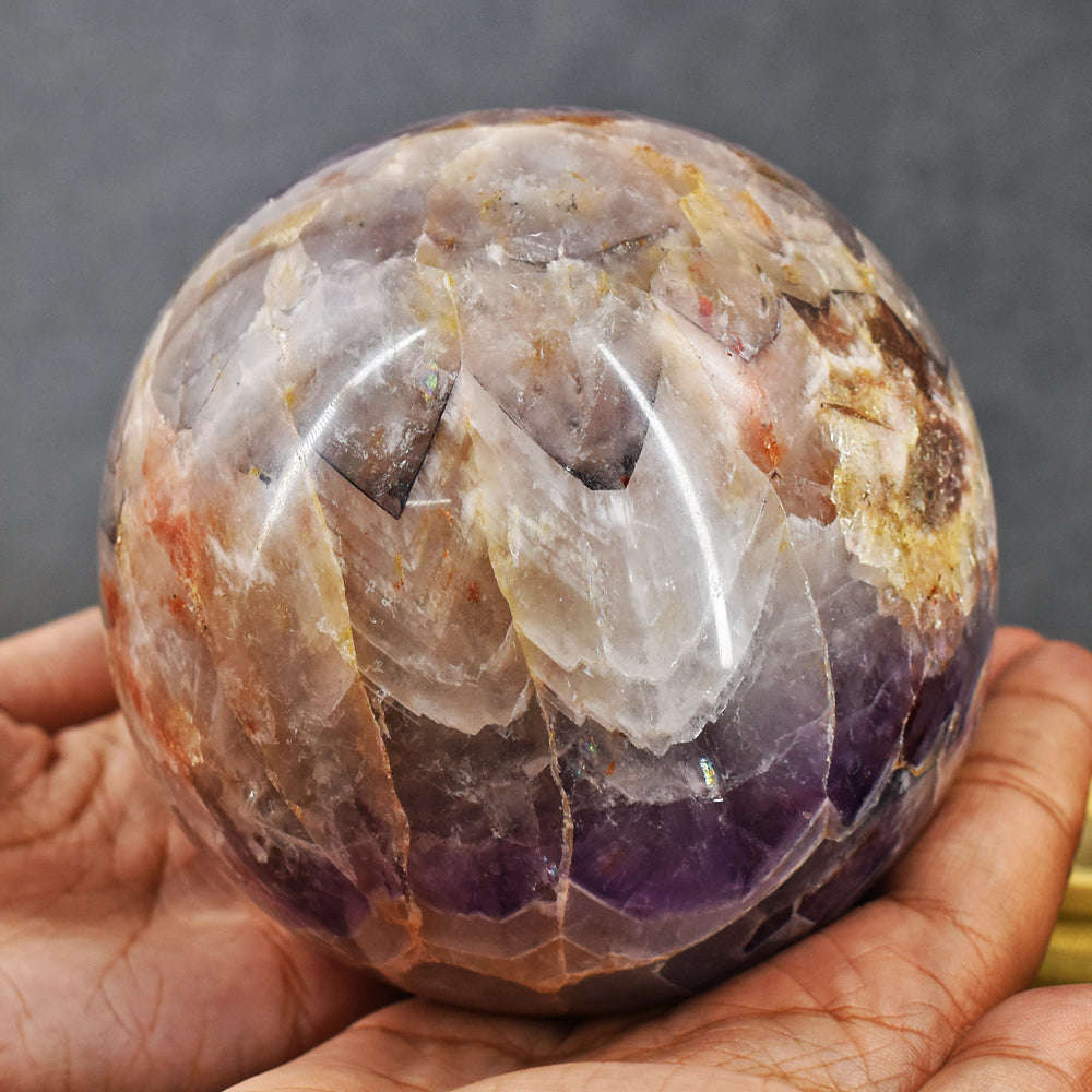 gemsmore:Exclusive Amethyst Hand Carved Crystal Healing Sphere - Huge