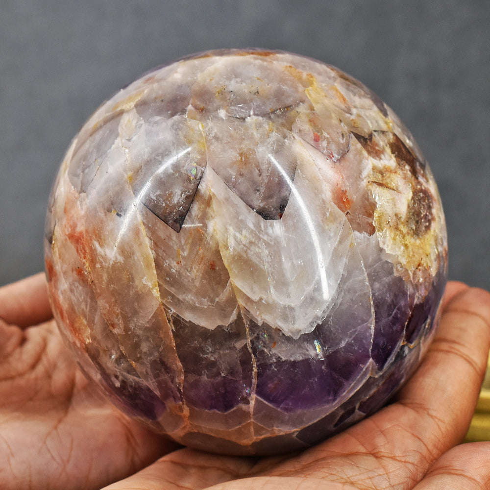 gemsmore:Exclusive Amethyst Hand Carved Crystal Healing Sphere - Huge