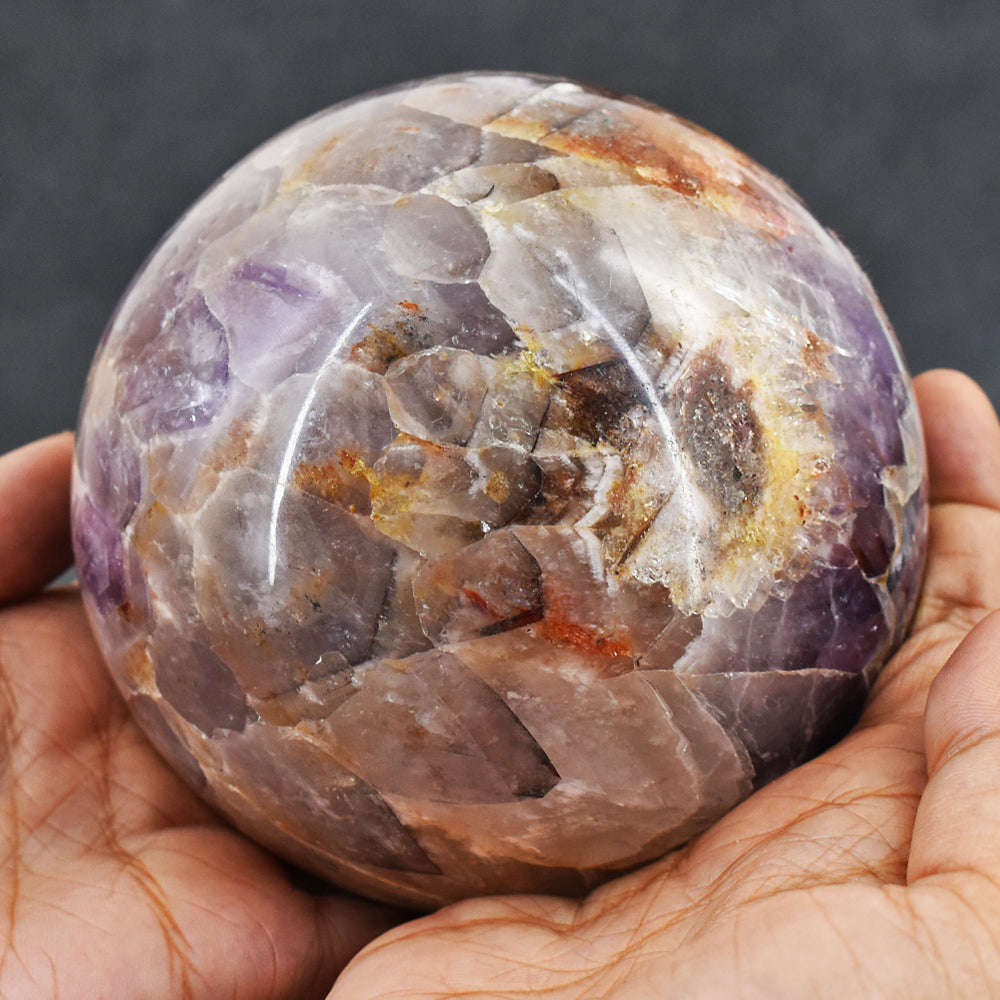 gemsmore:Exclusive Amethyst Hand Carved Crystal Healing Sphere - Huge