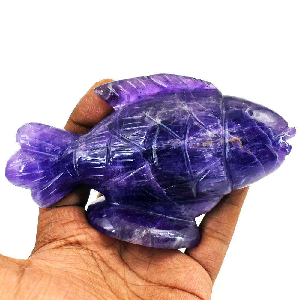 gemsmore:Exclusive Amethyst Hand Carved Fish