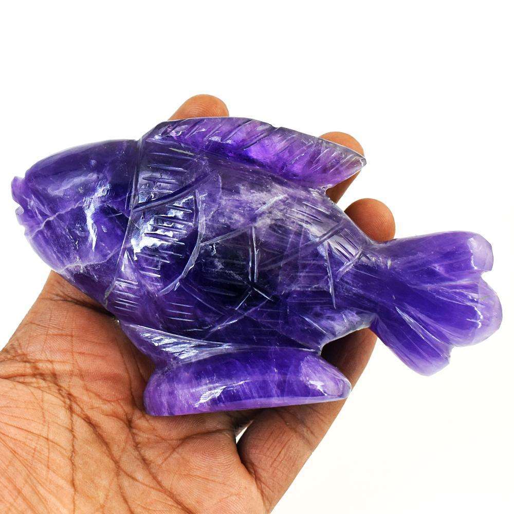 gemsmore:Exclusive Amethyst Hand Carved Fish