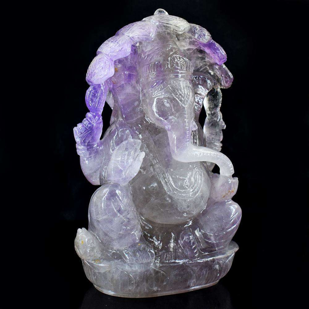 gemsmore:Exclusive Amethyst Hand Carved Lord Ganesha crystal Statute Carving RARE HUGE