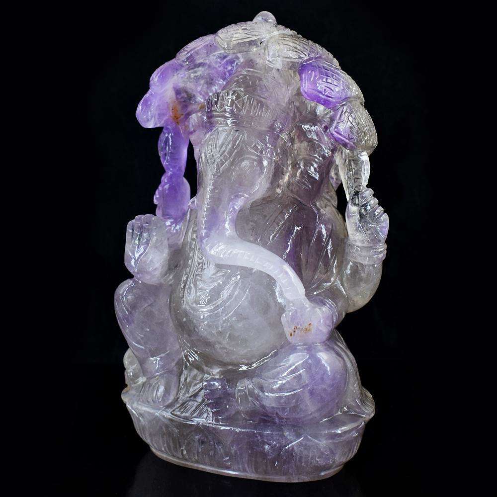gemsmore:Exclusive Amethyst Hand Carved Lord Ganesha crystal Statute Carving RARE HUGE