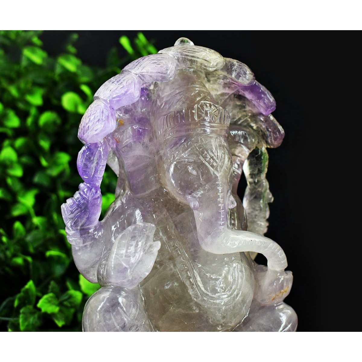 gemsmore:Exclusive Amethyst Hand Carved Lord Ganesha crystal Statute Carving RARE HUGE