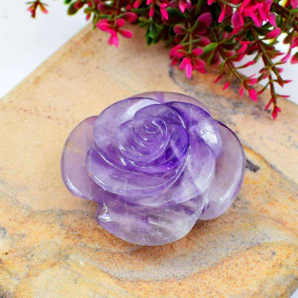 gemsmore:Exclusive Amethyst Hand Carved Rose