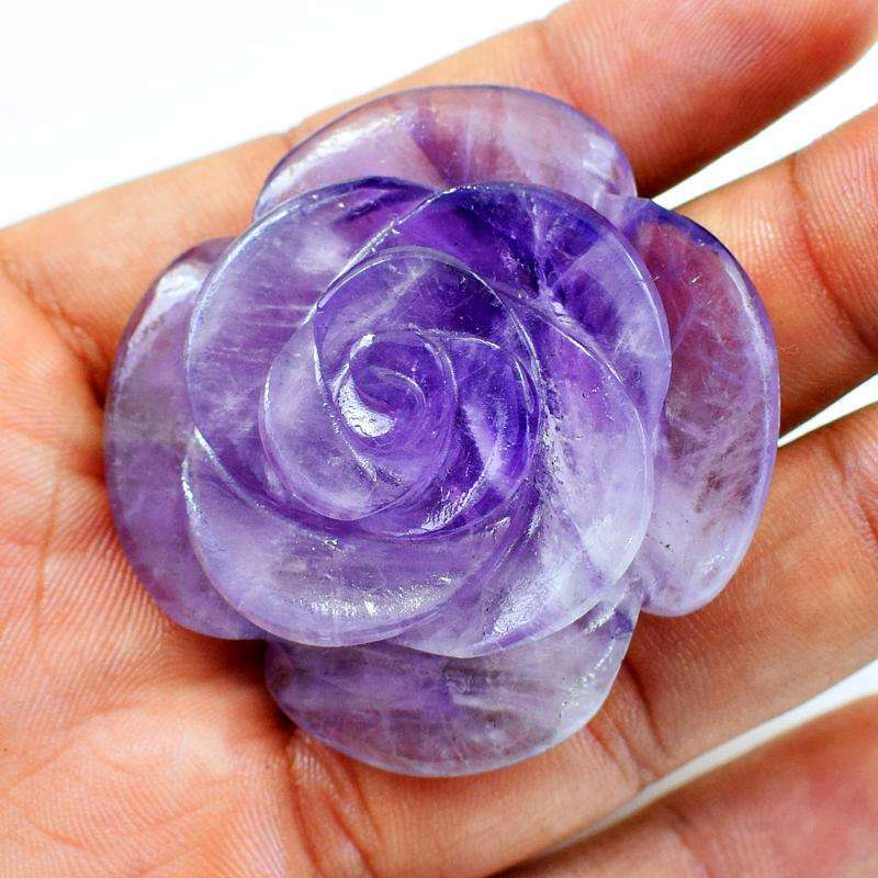 gemsmore:Exclusive Amethyst Hand Carved Rose