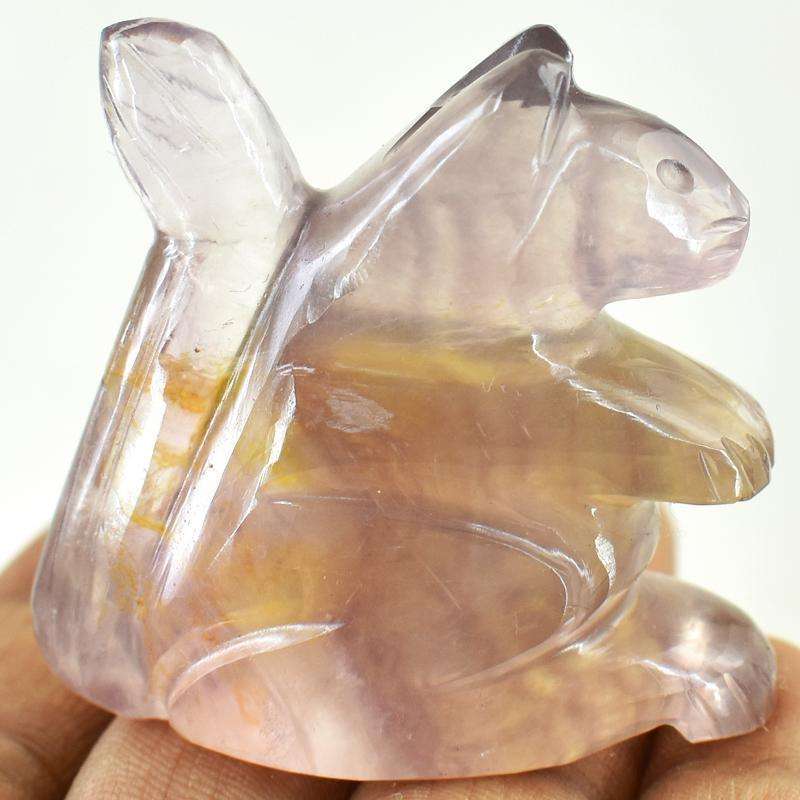 gemsmore:Exclusive Amethyst Hand Carved Squirrel