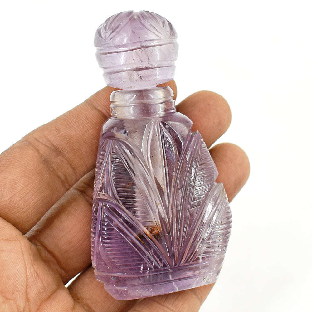 gemsmore:Exclusive Ametrine  Hand Carved Genuine Crystal Gemstone Carving Perfume Bottle