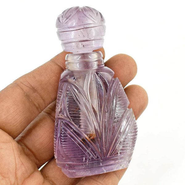 gemsmore:Exclusive Ametrine  Hand Carved Genuine Crystal Gemstone Carving Perfume Bottle