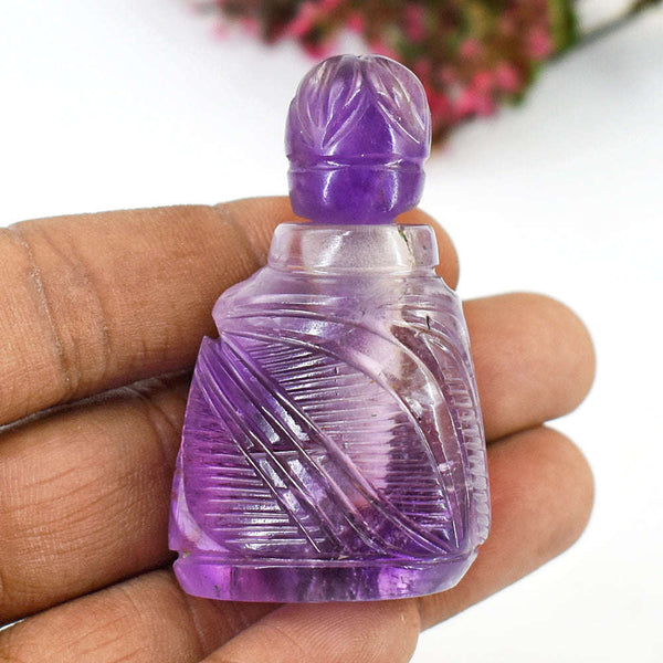 gemsmore:Exclusive Ametrine Hand Carved Genuine Crystal Gemstone Carving Perfume Bottle