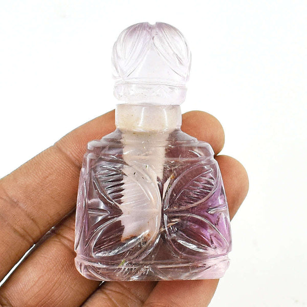 gemsmore:Exclusive Ametrine Hand Carved Genuine Crystal Gemstone Carving Perfume Bottle