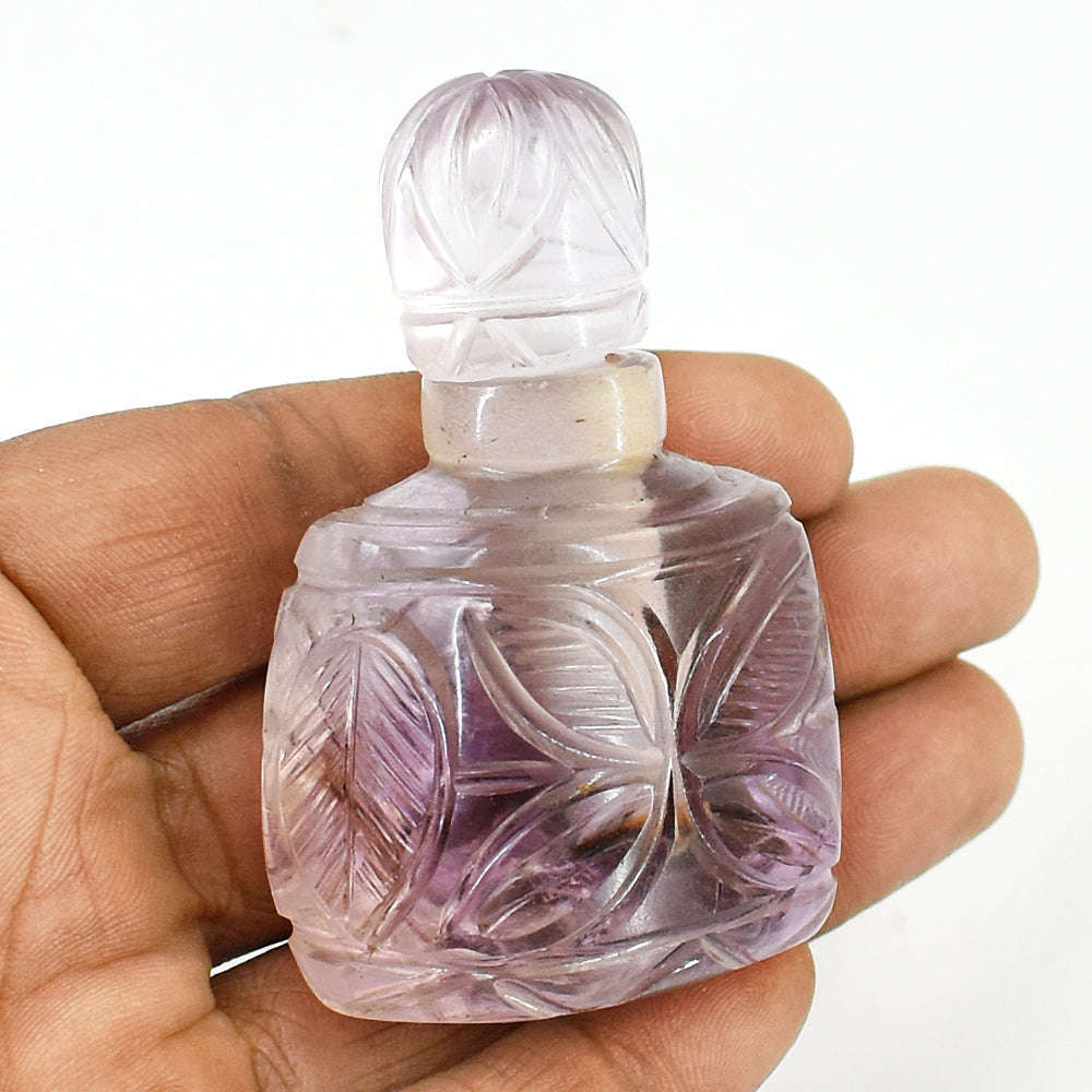 gemsmore:Exclusive Ametrine Hand Carved Genuine Crystal Gemstone Carving Perfume Bottle