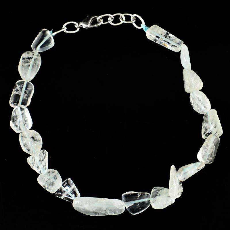 gemsmore:Exclusive Aquamarine Beads Bracelet Natural Untreated