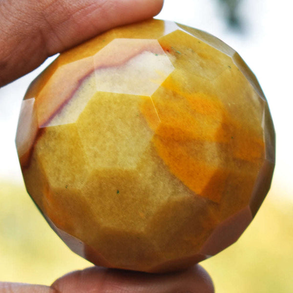 gemsmore:Exclusive Aventurine Checkers Cut Hand Carved Crystal Healing Sphere