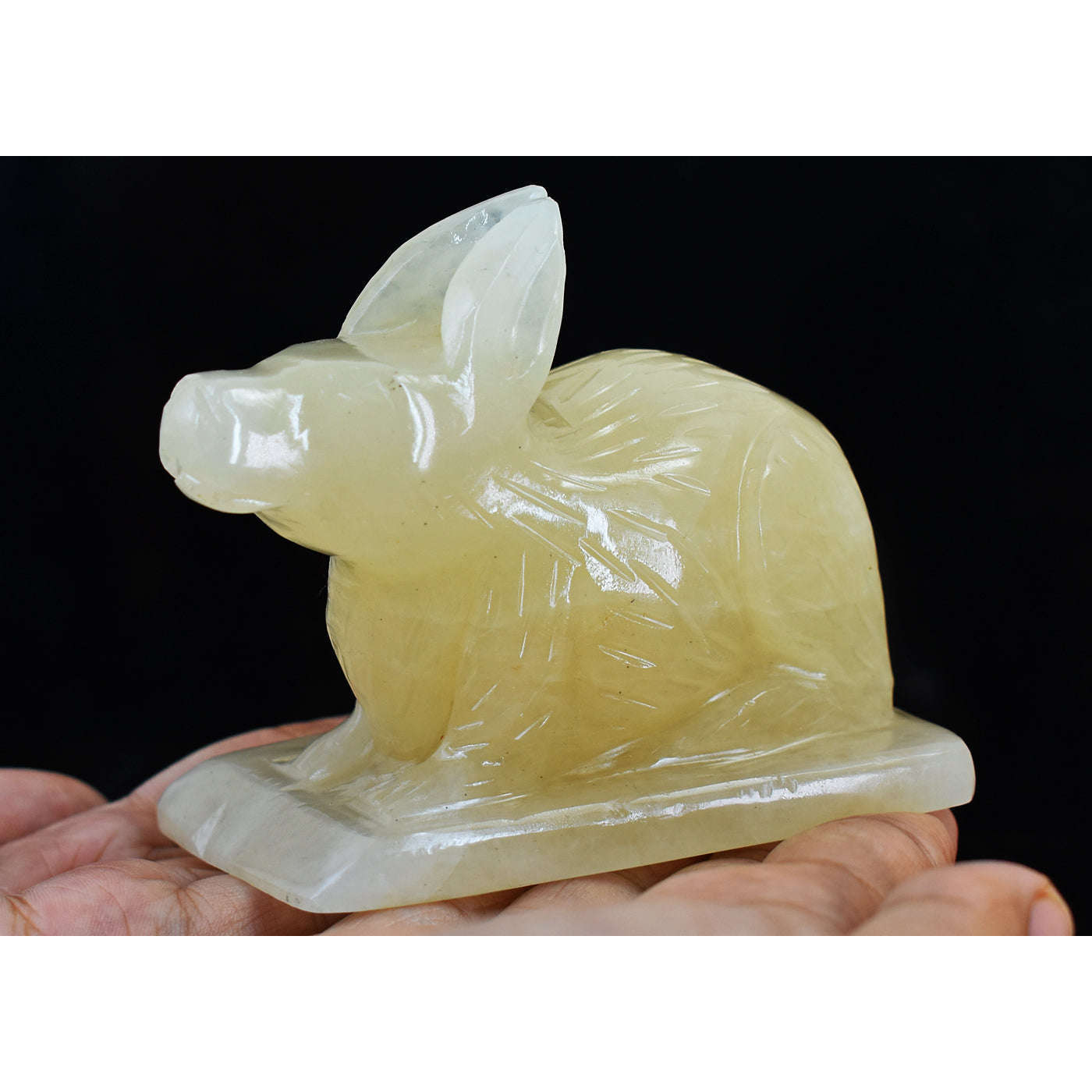 gemsmore:Exclusive  Aventurine Hand Carved Crystal Rabbit
